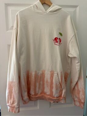 Boys Lie White & Peach Tie-Dye Hoodie with Cherry Graphic